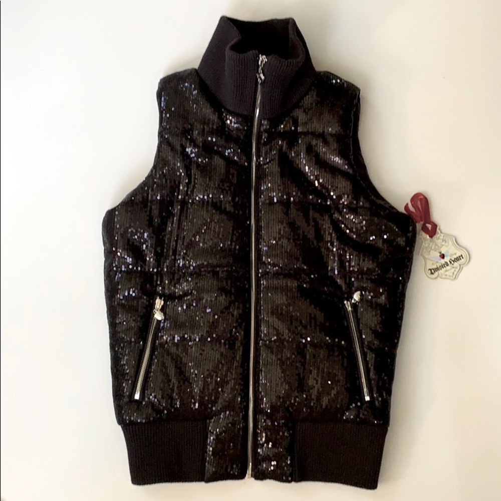New Black sequined vest Size S